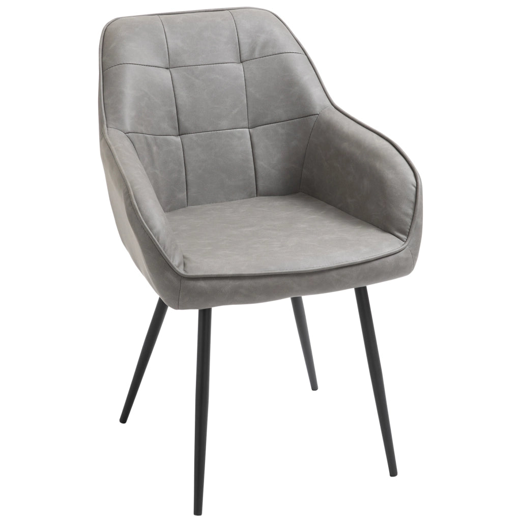 Sedia da Pranzo in Finta Pelle e Metallo Nero ¨C zephmum ¨C Grigio 61x58x84 cm