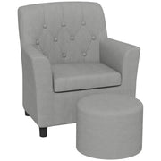 Poltrona per Bambini con Pouf ¨C Zephmum ¨C Grigio, Tessuto, Legno