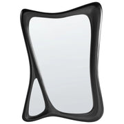 Specchio da parete in vetro con cornice nera in PU 70 x 100 cm con cornice curva