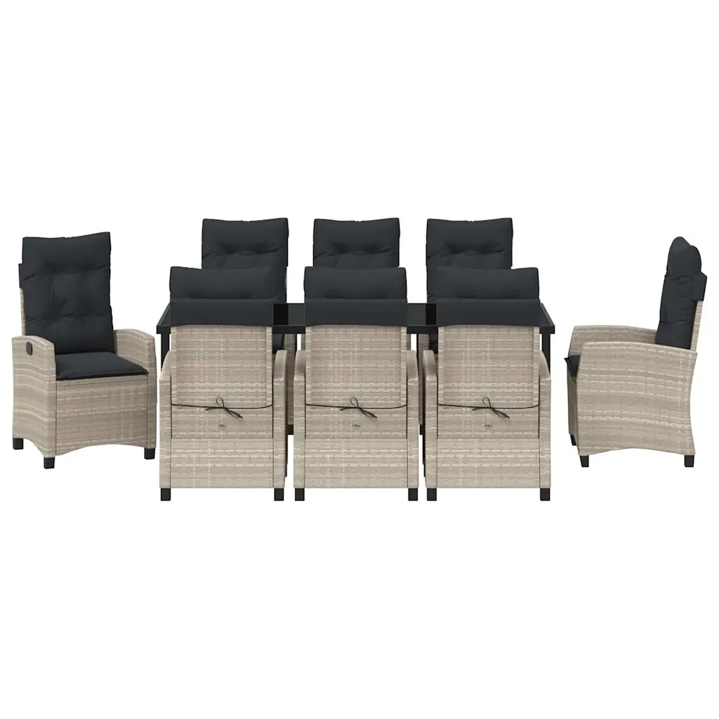 Set da Pranzo per Giardino 9 pcs Grigio chiaro polyrattan 3380413