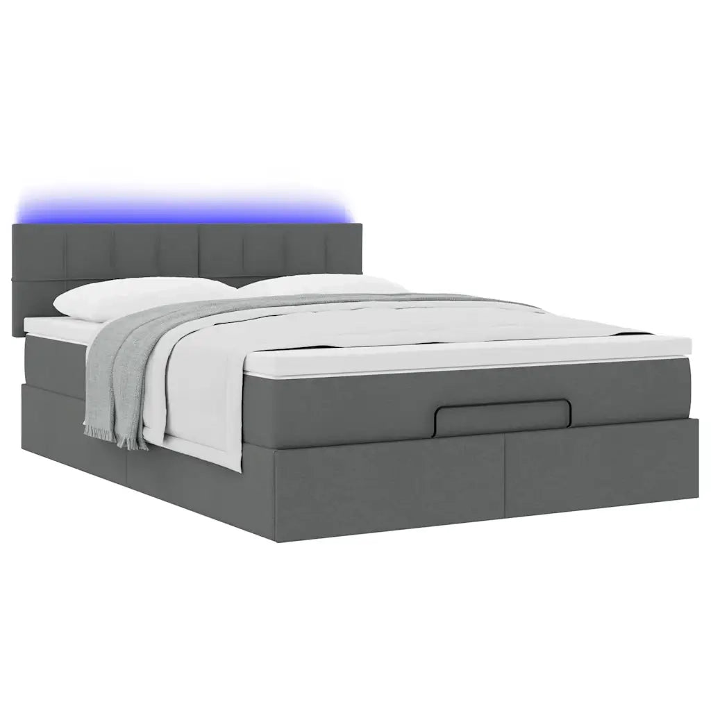 vidaXL Pouf Letto con Materasso e LED Grigio Scuro 140x200 cm