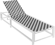 Lettino da giardino con schienale regolabile in 5 posizioni, sedia reclinabile pieghevole con 2 ruote, in tessuto traspirante con telaio in metallo, carico 180 kg, 200 x 68 x 104 cm