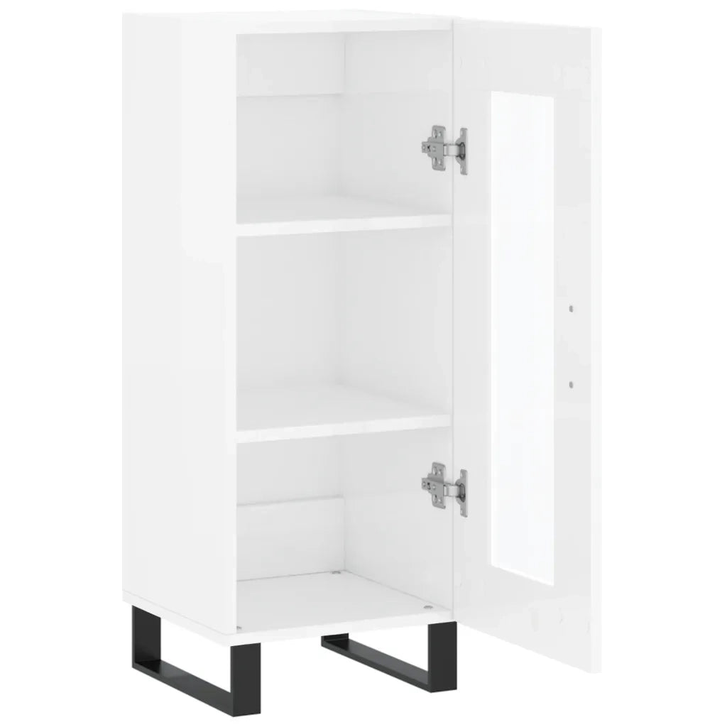 Credenza Bianco Lucido 34,5x34x90 cm in Legno Multistrato 828822