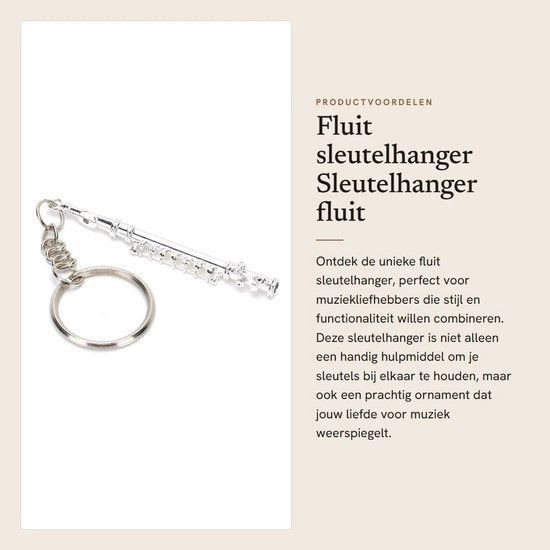 Sleutelhanger in forma di flauto - Materiale di alta qualità - Decorazione per chiavi - Sleutelhanger musicale - Decorazione unica - Resistentente alla corrosione