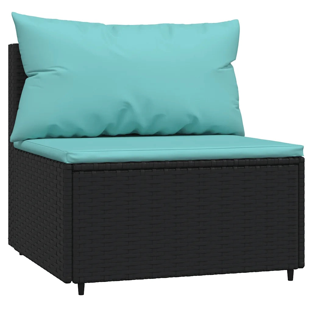 Set Divani da Giardino 3 pz con Cuscini Nero in Polyrattan 319796