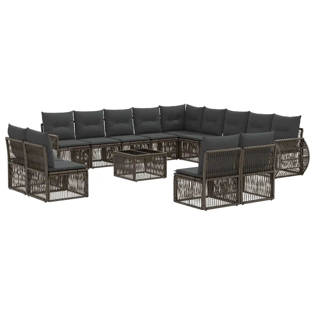 Set Divano da Giardino 14 pcs Grigio e Grigio Scuro polyrattan