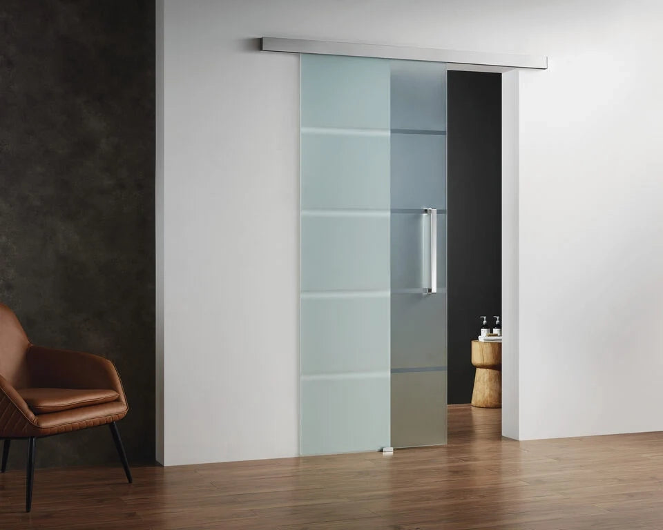 Porta scorrevole in vetro temperato 8 mm 75 cm - nero