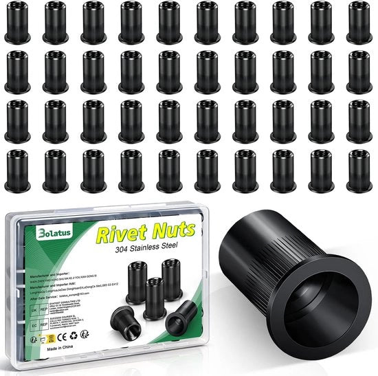 50 klinkmoeren M5 in acciaio inossidabile 304, blindo con testa rotonda e piatto, viti per metallo, vetro, plastica, tubi ecc.