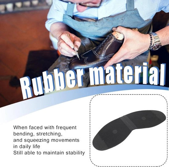 Calzature in Pelle con Punti di Supporto in Gomma Sostenibili - Manufatti Artigianali - Materiale di Riparazione per Scarpe da Donna e da Uomo - Riparazione dei Punti di Supporto - (Nero)
