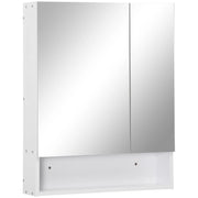 EasyComfort Armadietto a Specchio Rettangolare Montato a Parete con Credenze e Ripiano Regolabile, in MDF e Vetro, 60x15x75cm, Bianco