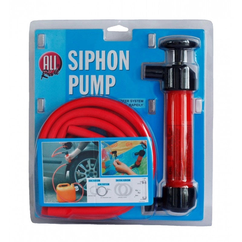 Pompa A Sifone Aspira Liquidi Con 4 Tubi Flessibili Travaso Aspirazione Benzina