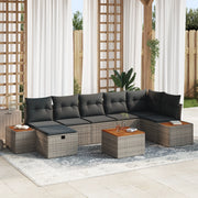 Set Divano da Giardino  da 8 Pezzi con Cuscini Grigio Polyrattan