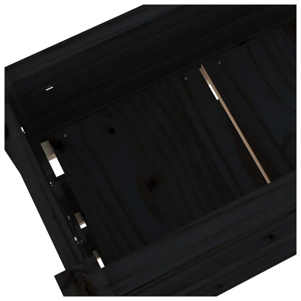 Fioriera rialzata per piante e fiori terrazza giardino 112 x 25 x 104,5 cm legno massello di pino nero 02_0037397