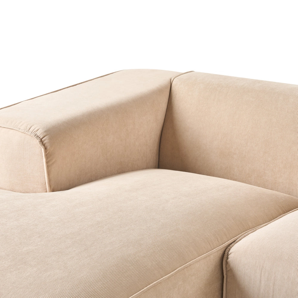 Divano Angolare Beige Velluto A Coste 3 Posti Cuscini Extra Dispersi versione sinistra stile Moderno