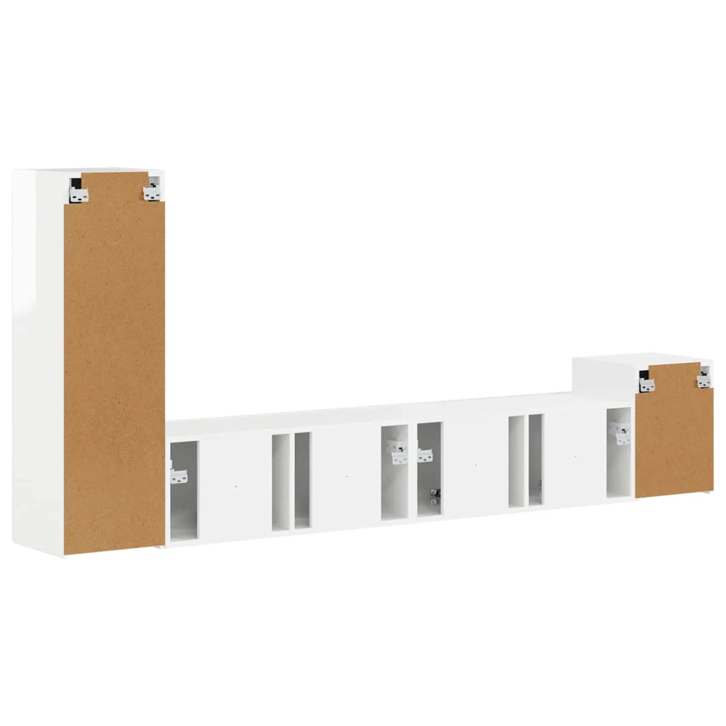Set mobile TV 3 pcs Bianco Lucido Legno multistrato 3409019