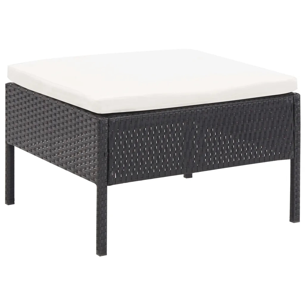 Set Divani da Giardino 6 pz con Cuscini in Polyrattan Nero 48936