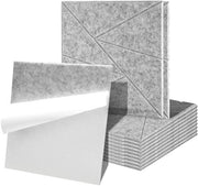 12 pezzi di pannelli acustici Quadrato Triangolo Autoadesivo Isolamento acustico Velo da parete colore grigio chiaro