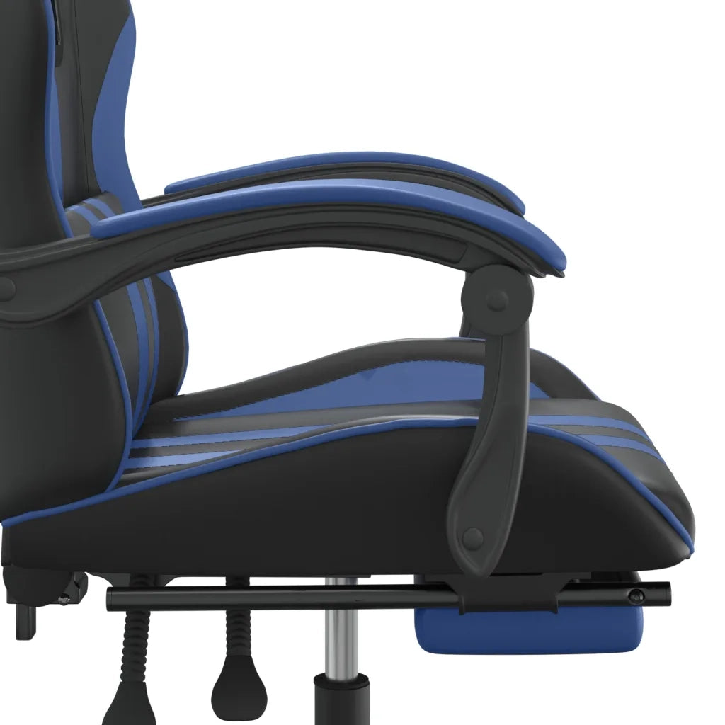 vidaXL Sedia da Gaming Girevole con Poggiapiedi Nero e Blu Similpelle