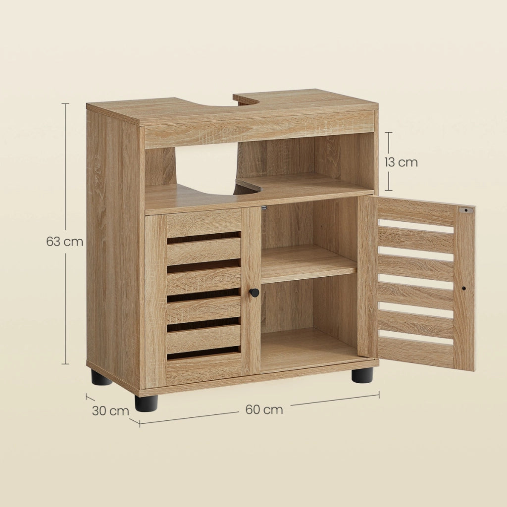 Mobile sottolavabo Sonoma in legno rovere con ante a persiana