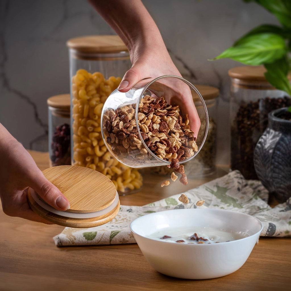 Contenitore per alimenti in vetro KADAX per spezie sfuse con coperchio, barattolo da 550 ml