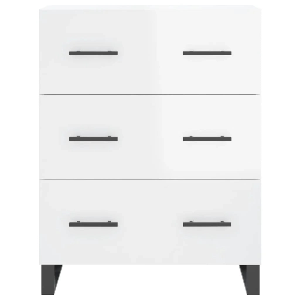 Buffet credenza cassettiera mobiletto mobile contenitore organizer per cucina soggiorno finitura lucida 69,5 x 34 x 90 cm legno ingegnerizzato bianco 02_0030703