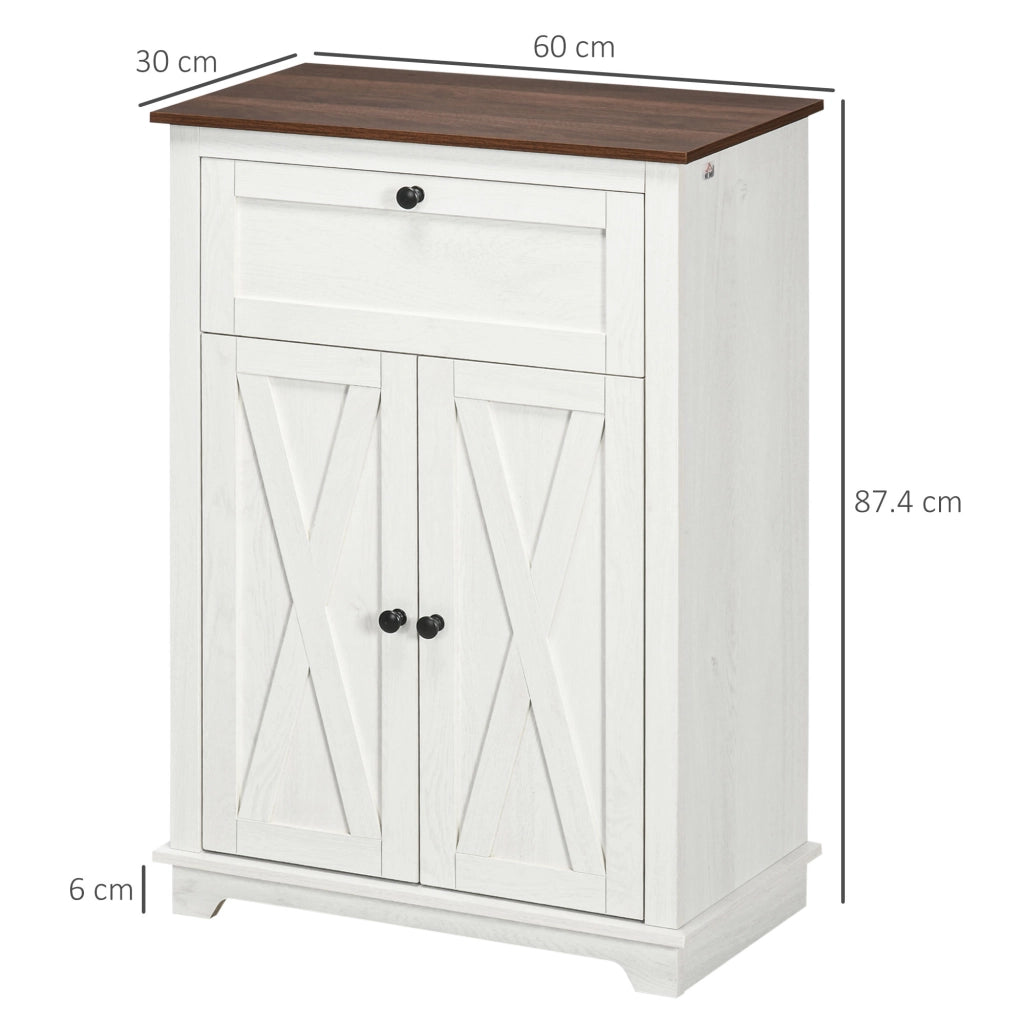 Credenza Bianca Rustica con Cassetto e Ante Regolabili ¨C zephmum ¨C Bianco