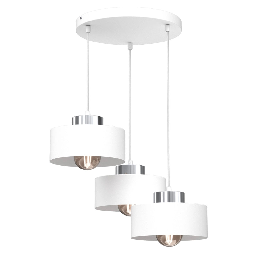 Lampada a sospensione Marti bianca cromo 3xE27 Luminex