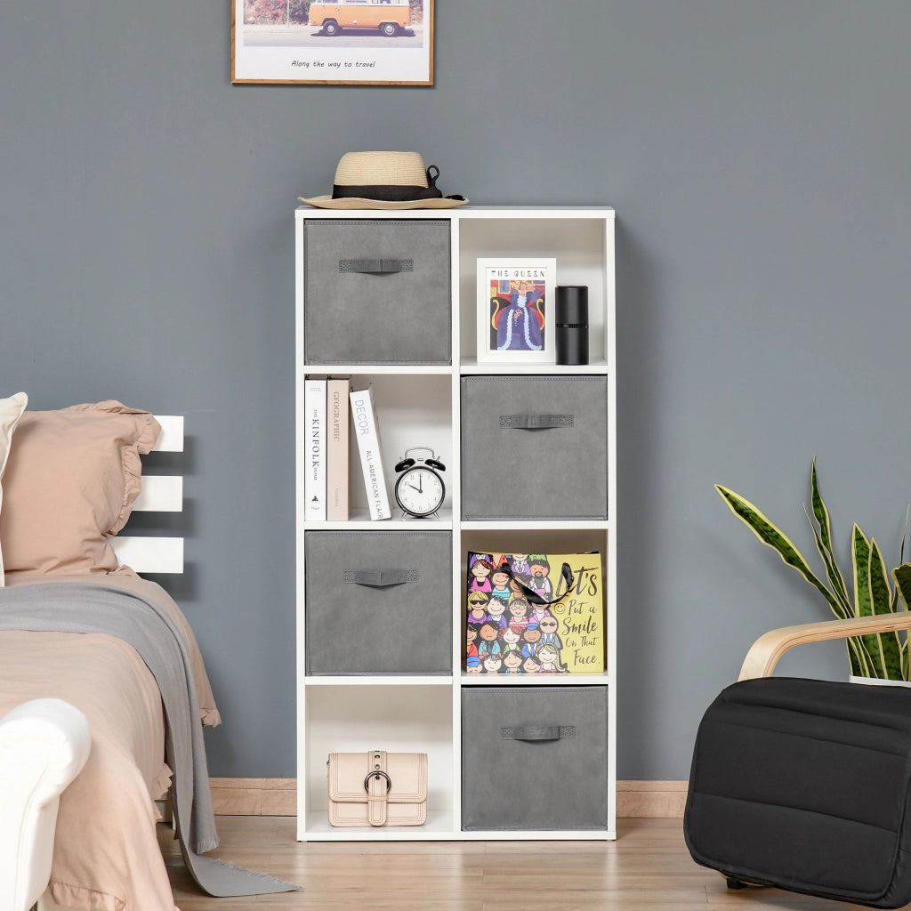 Libreria Modulare 8 Cubi con 4 Cassetti ¨C Zephmum ¨C Bianco e Grigio 61.5x30x121.6 cm