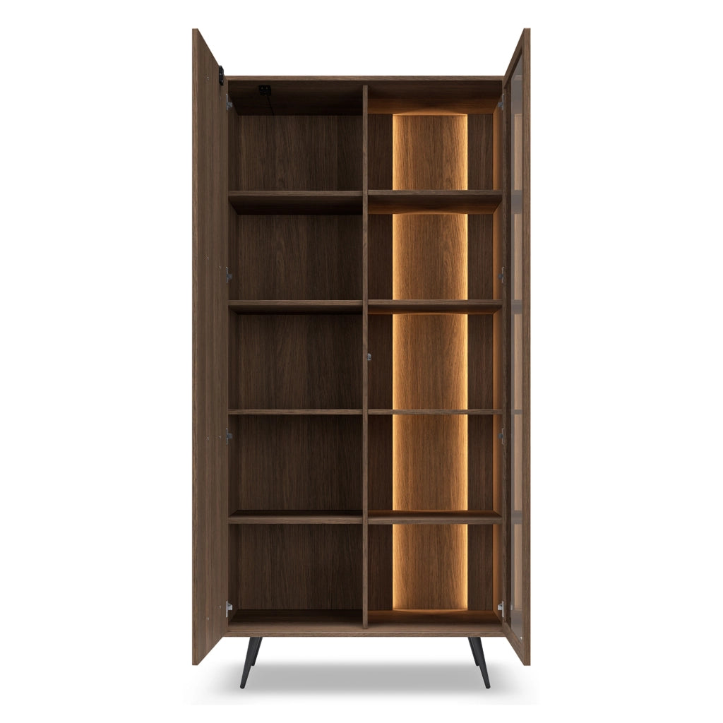 Mobile Espositore Katiso, Vetrina 8 Ripiani, 94x40x196h cm Marrone Noce