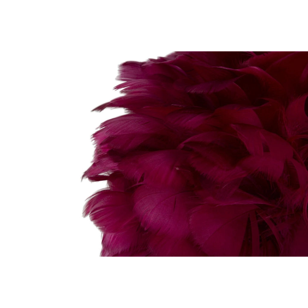 Lampada da tavolo Ball Feather Bordeaux con sfera di piume e stelo oro