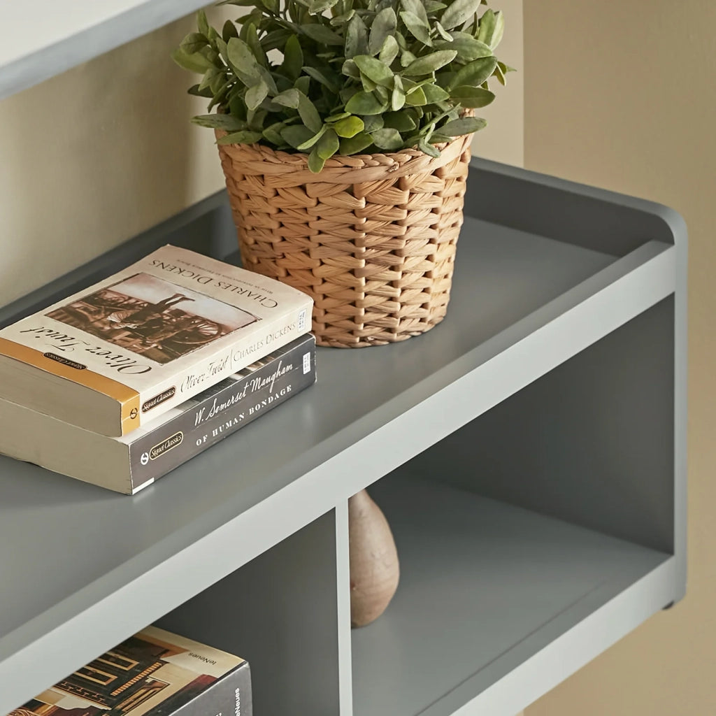 Appendiabiti da parete Appendiabiti da ingresso Mensola pensile con 3 cesti e 4 ganci, grigio chiaro 100x25x35cm FHK28-HG SoBuy