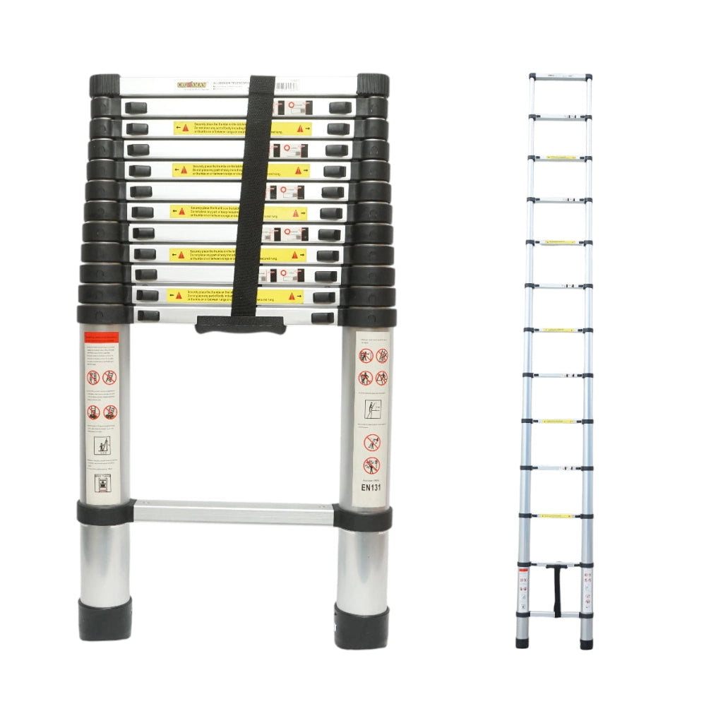 Scala telescopica in alluminio Crownman, 3,8 m, 13 gradini antiscivolo, portata massima 150 kg