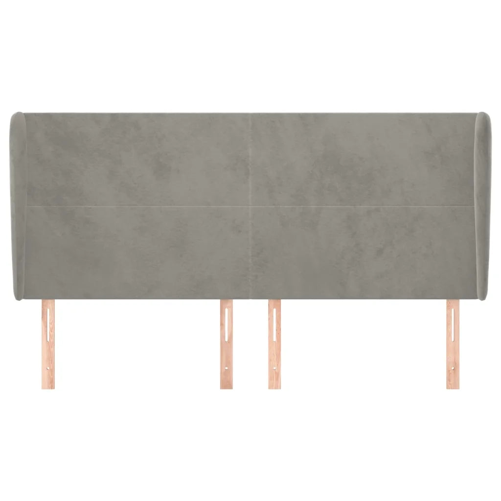 Testiera | Testata ad Orecchio Grigio Chiaro 203x23x118/128 cm in Velluto