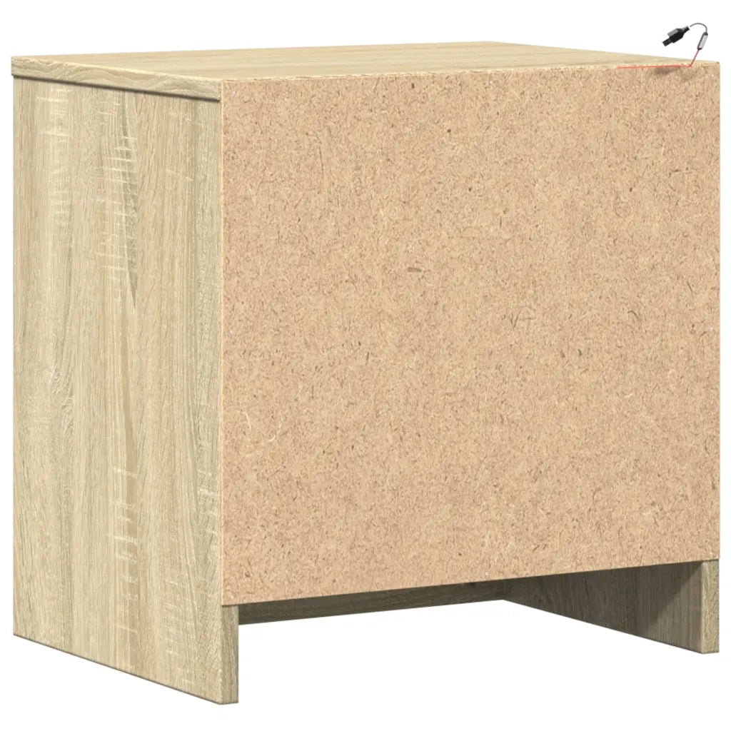 vidaXL Comodini con Luci LED 2pz Rovere Sonoma in Legno Multistrato