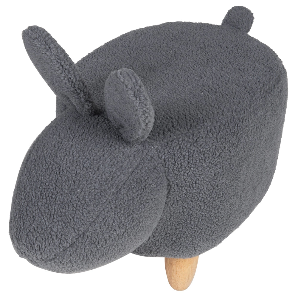 Sgabello per bambini Tessuto in poliestere grigio Gambe in legno imbottite Poggiapiedi per la cameretta dei bambini