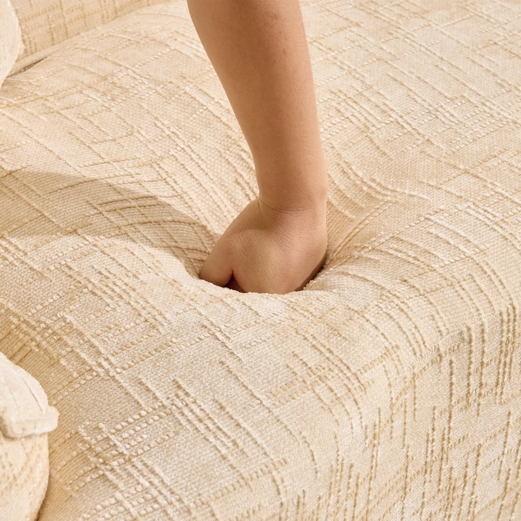 Canapé droit 2 posti curvo con cuscini e supporto ergonomico in schiuma e molle, beige per soggiorno camera e ufficio