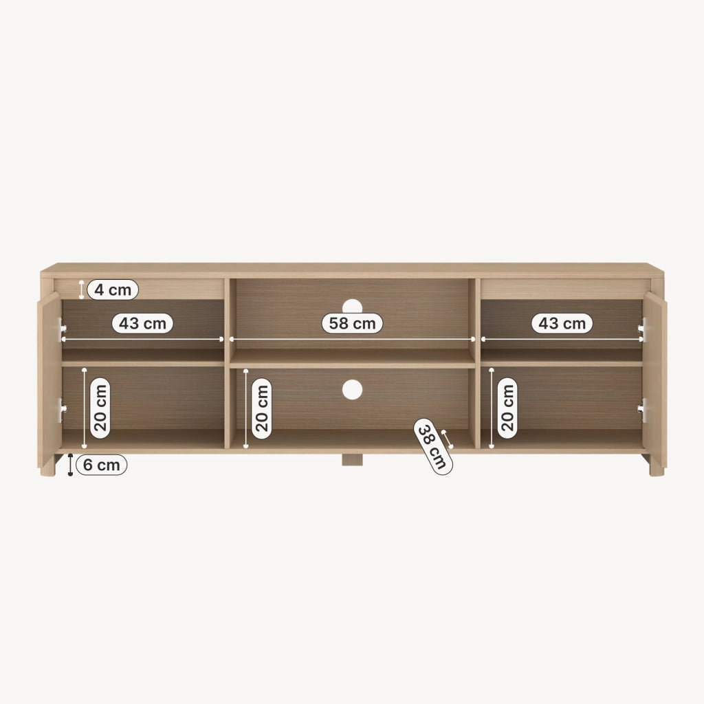 Mobile Porta TV Takranmaa a 2 Ante e Vani Aperti 150x40x50 cm - Effetto Rovere [en.casa]