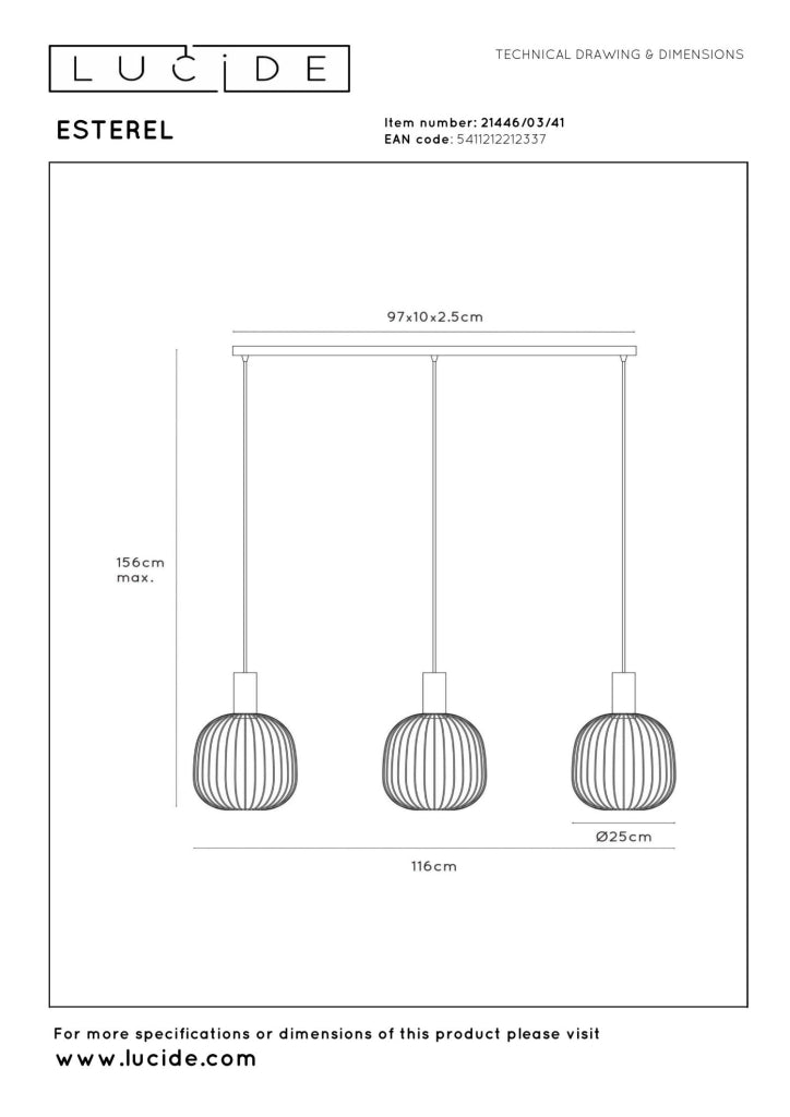 Lampada sospesa industrial Esterel 3xGU10 taupe Lucide