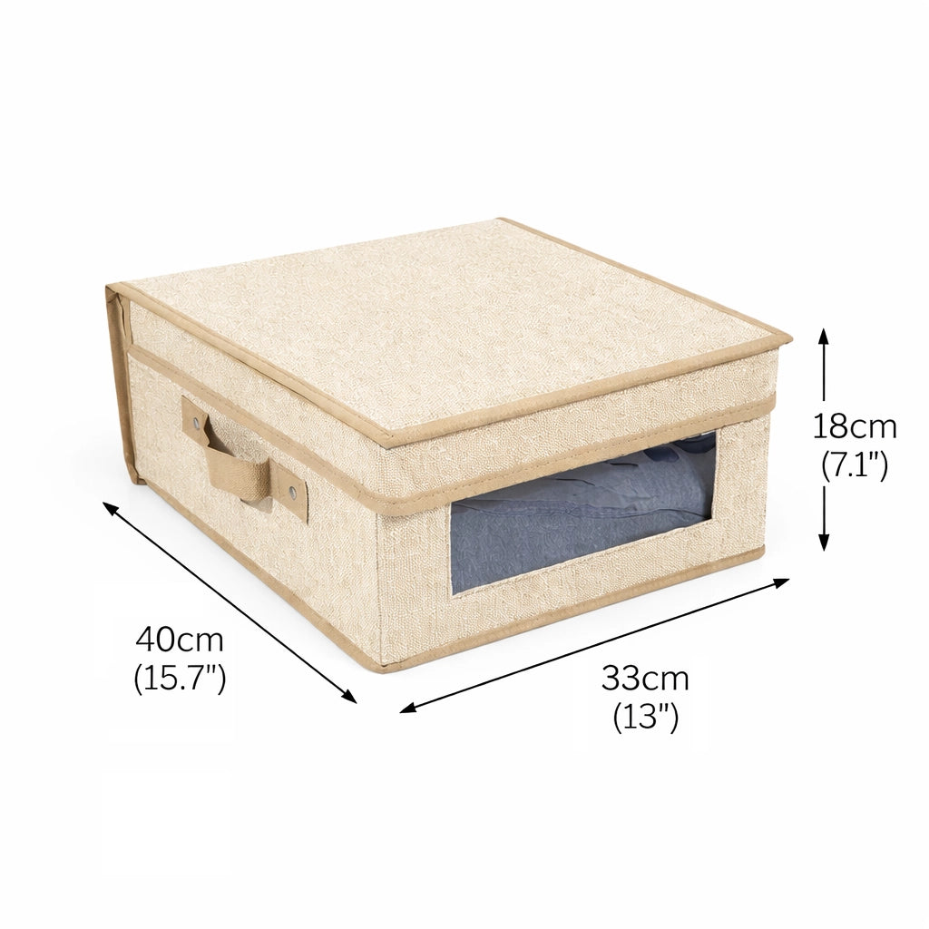 Set 3 Scatole Cambio Stagione TNT Salvaspazio Pieghevoli con Finestra PVC 40x33x18