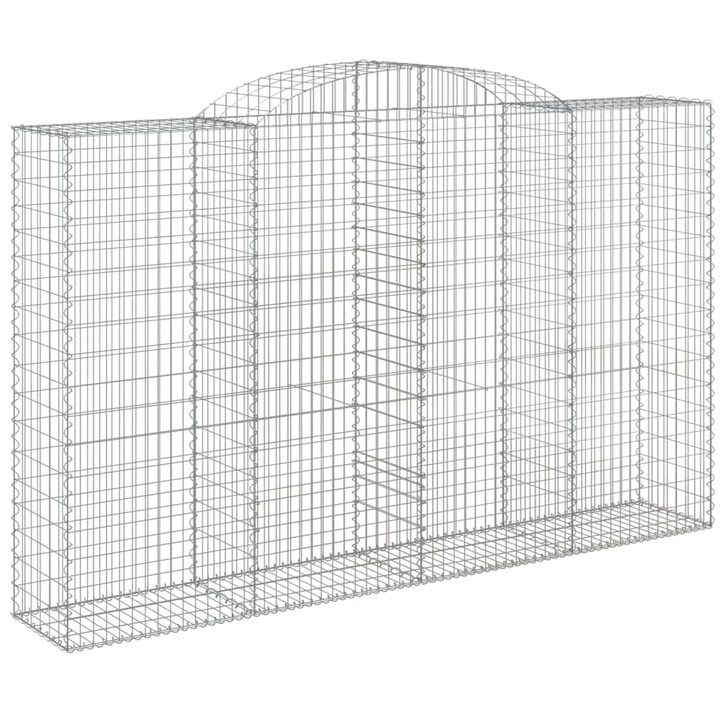 Set di 8 gabbioni ad arco per recinzione gabbia o muro di contenimento 300 x 50 x 180/200 cm ferro zincato argento 02_0041198
