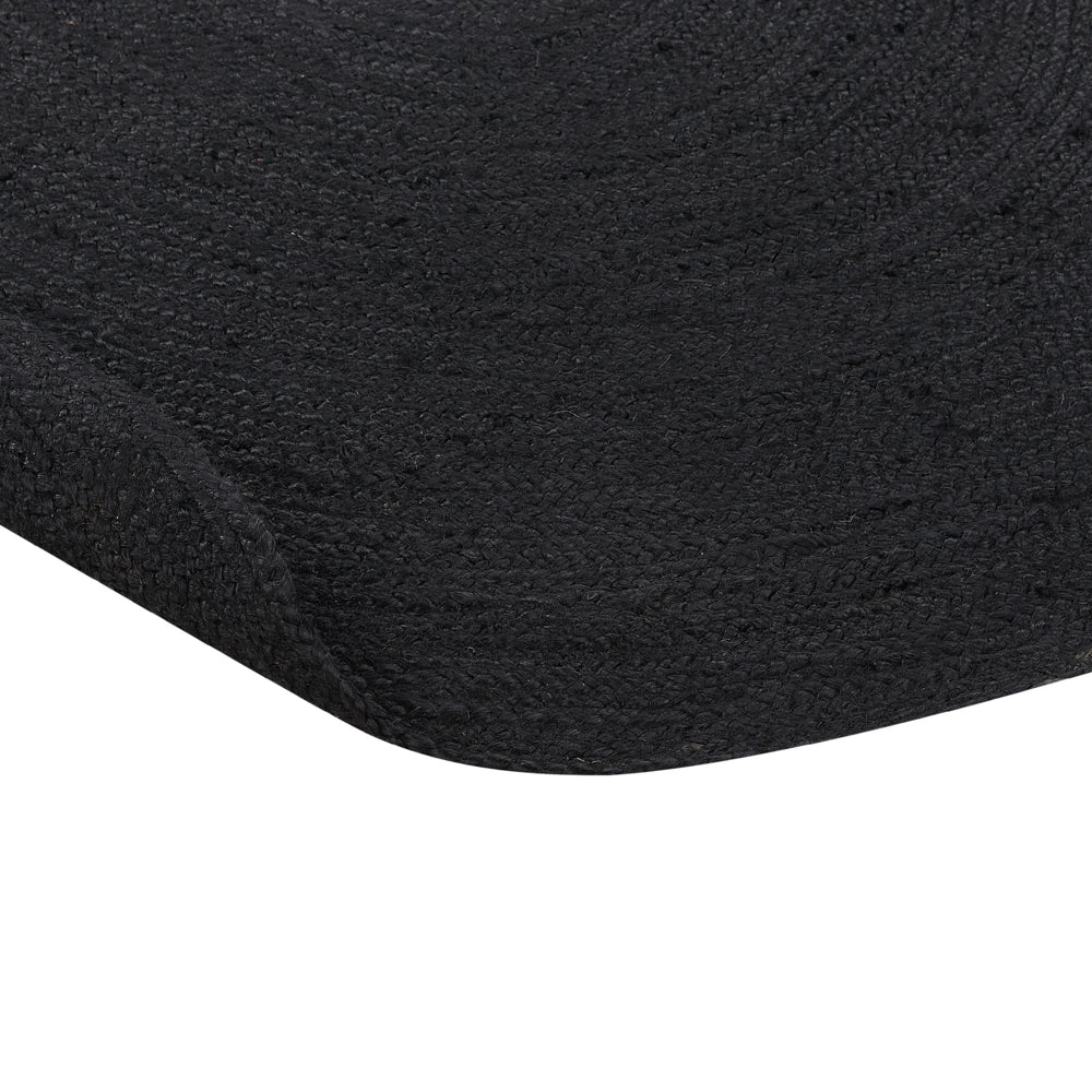 Tappeto Nero Juta 160 x 230 cm Intrecciato Ovale Riscaldamento a Pavimento Adatto Soggiorno Naturale Camera da Letto