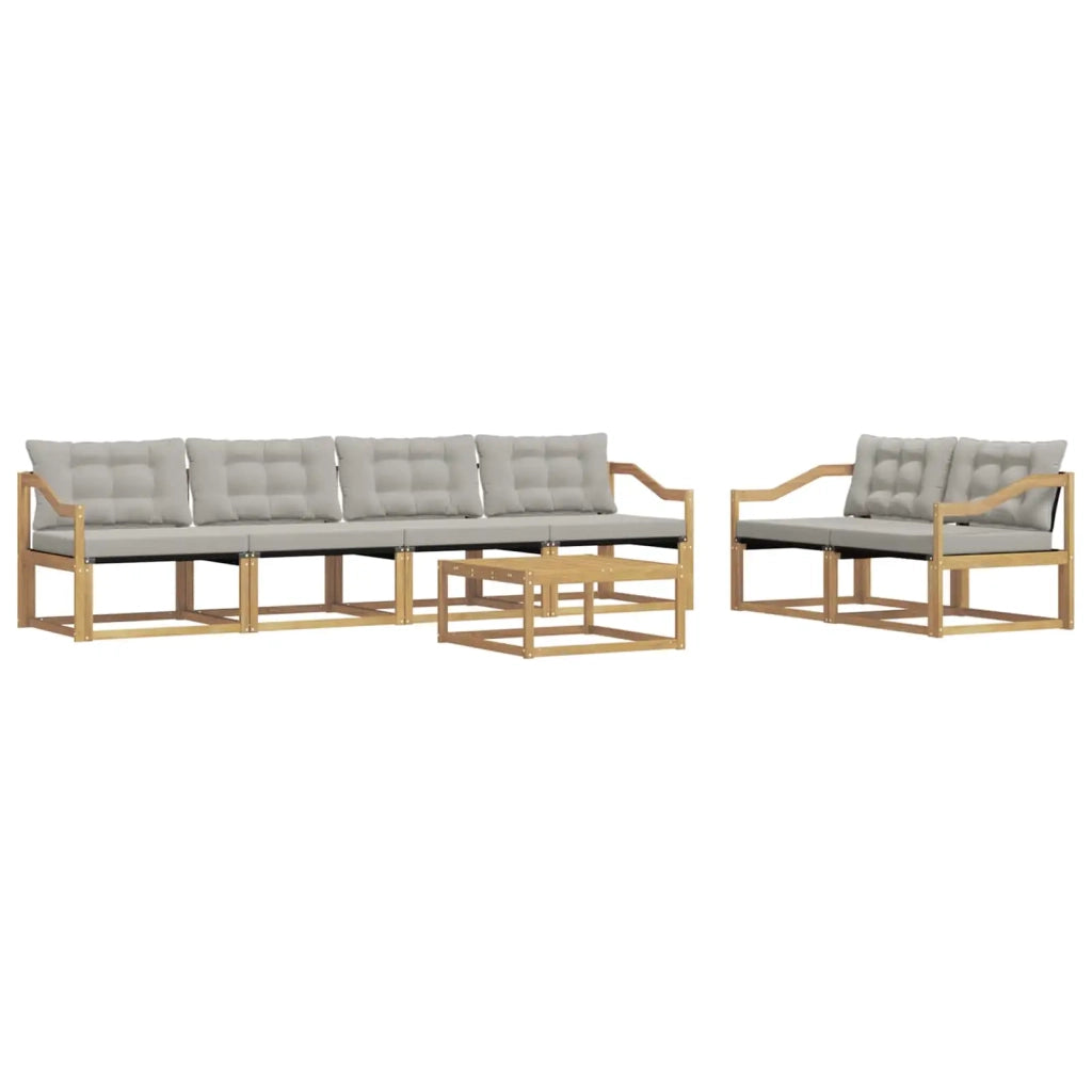 Set di divani da esterno 7 pcs Bianco e Grigio Chiaro 3388453