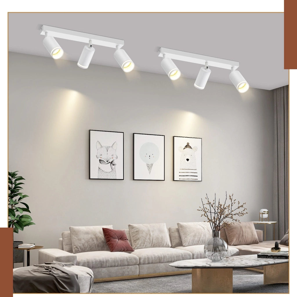 ZMH Faretto da soffitto bianchi 3 luci GU10 metallo orientabili moderni per camera letto sala pranzo senza lampadina