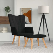 Divano Sedia-Poltrona Relax con Poggiapiedi Nero in Tessuto 879750