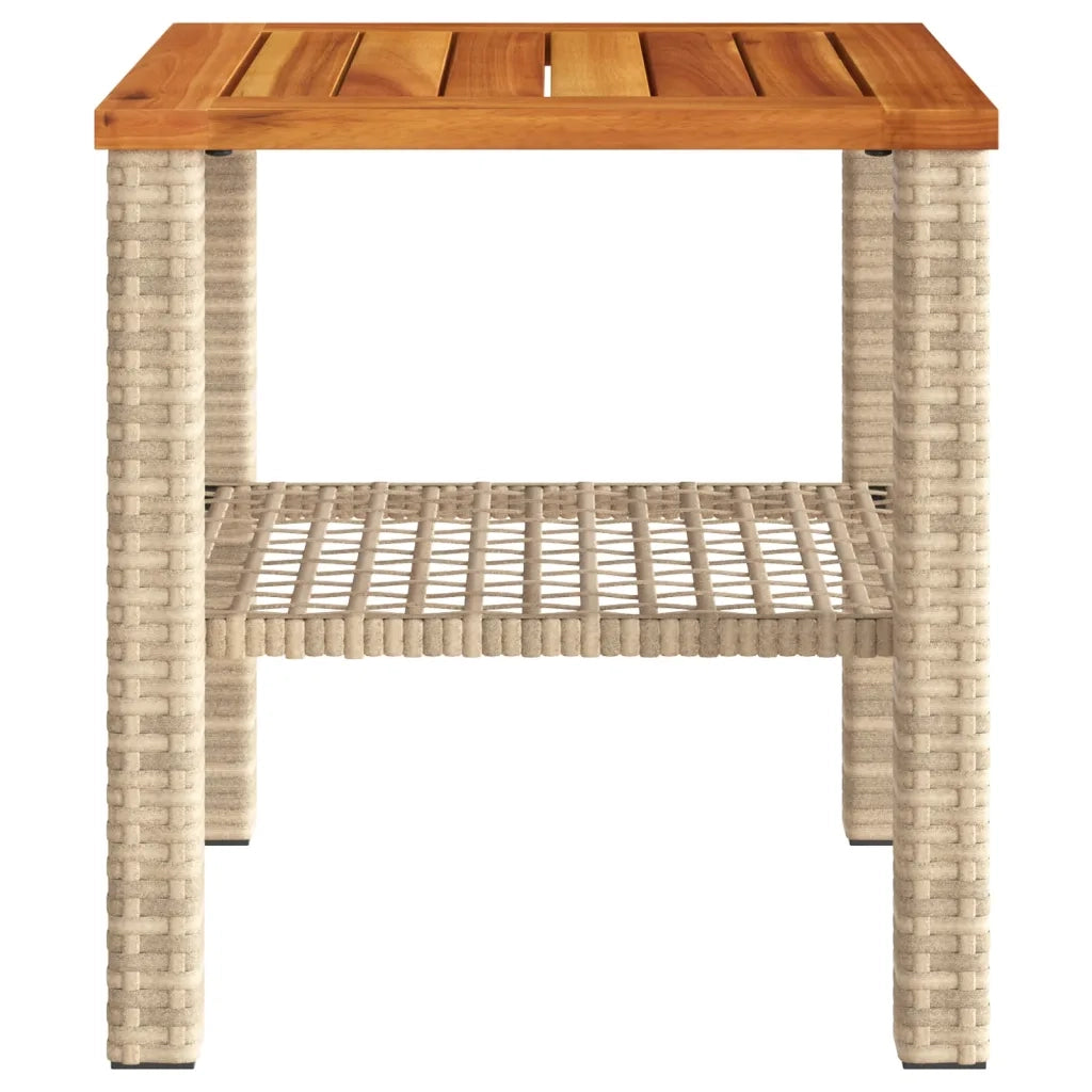 Tavolo da Giardino Beige 40x40x42 cm Polyrattan e Legno Acacia 366265