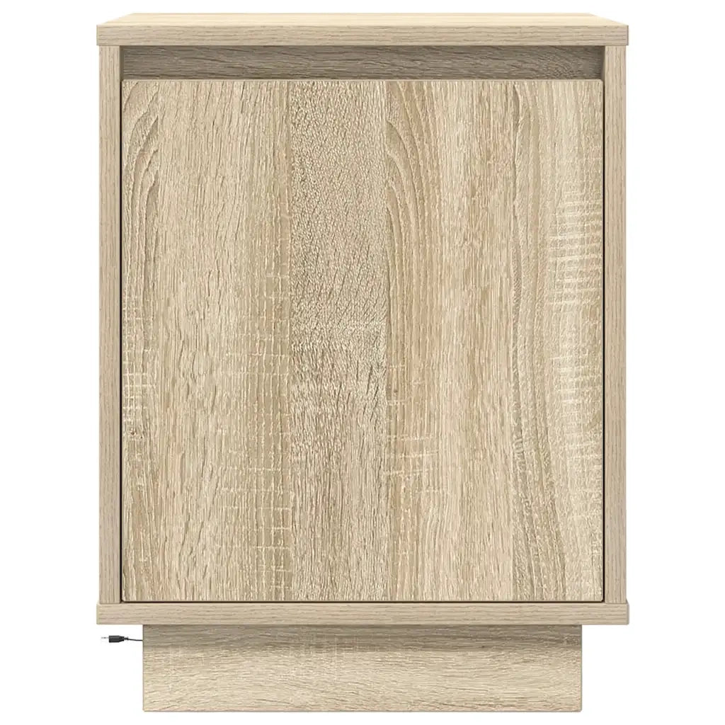 Comodino con Luci LED Rovere Sonoma 38x34x50 cm 861269
