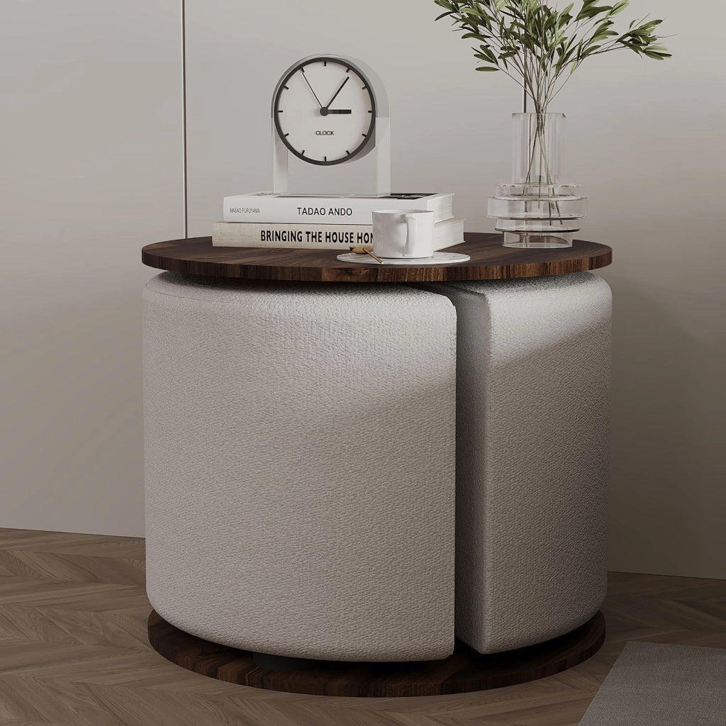 Tavolino in legno con poggiapiedi "Vexana" - 43 x 43 x 47 cm - Marrone
