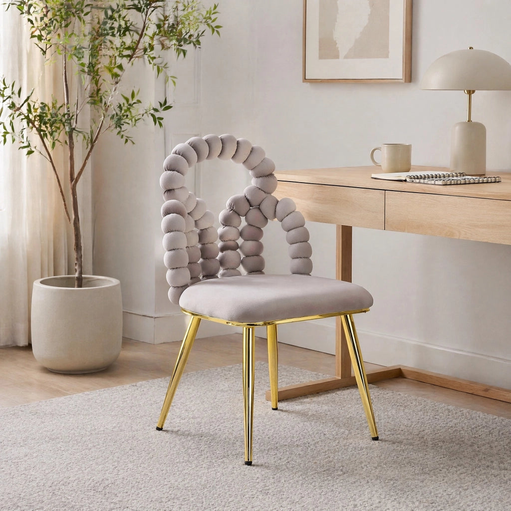 SEDIA Imbottita 68x57x54,5 cm Velluto Grigio Chiaro