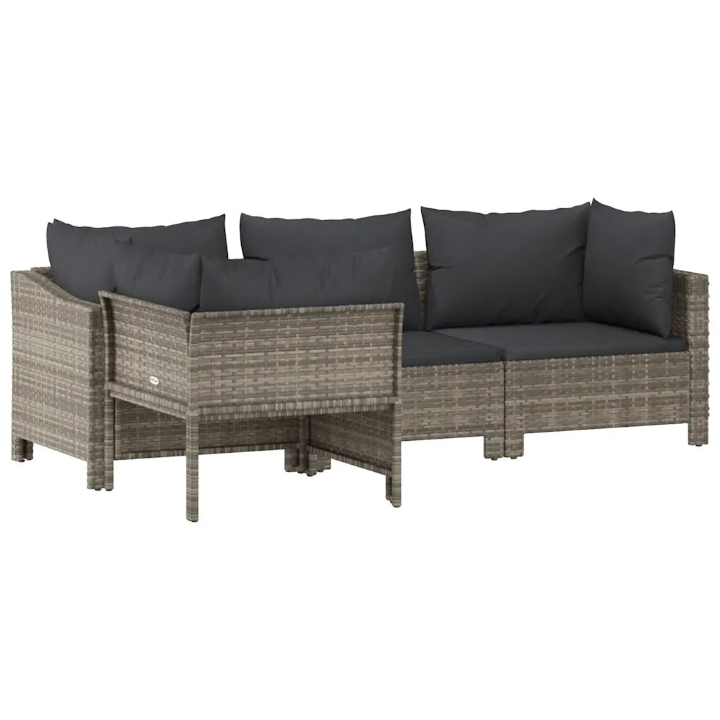 Set da giardino 4 pezzi con cuscini grigio in polyrattan 362688