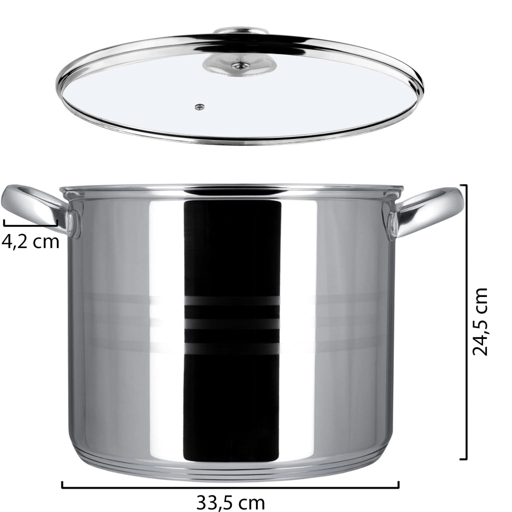 Pentola a induzione grande in acciaio inox KADAX con coperchio, gas, 32 cm, 18 l, alta
